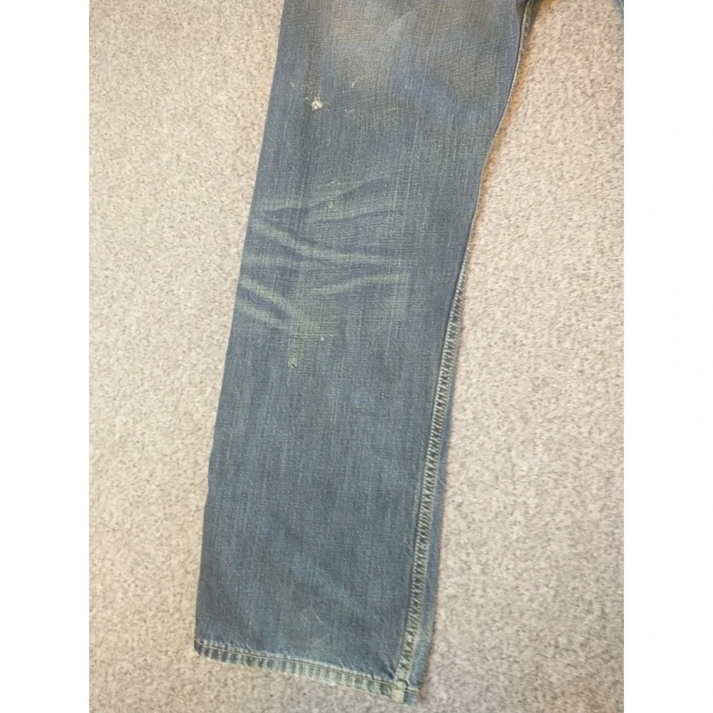 Levis 505 Straight Fit Mens Jean Medium Wash Blue Denim 34x29 5-Pocket Whiskered